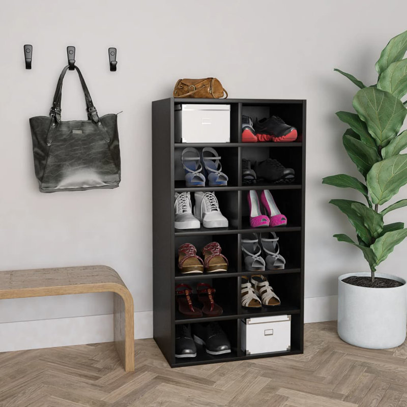 12 Pair Shoe Rack, Black