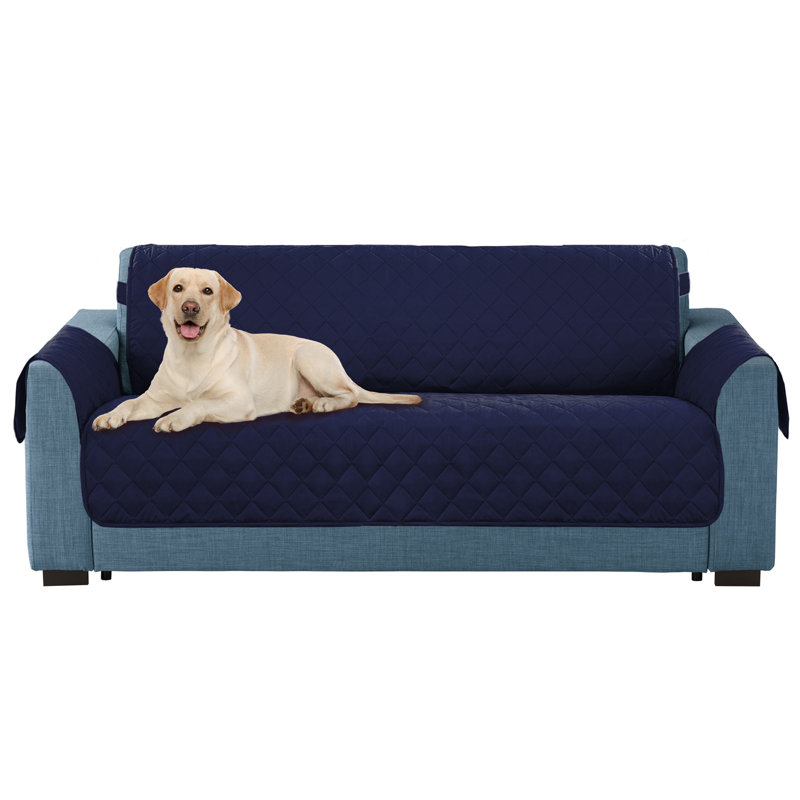 Housse pour canapé à coussins carrés/rectangulaires réversible, Bleu, L 132 po x P 5,9 po