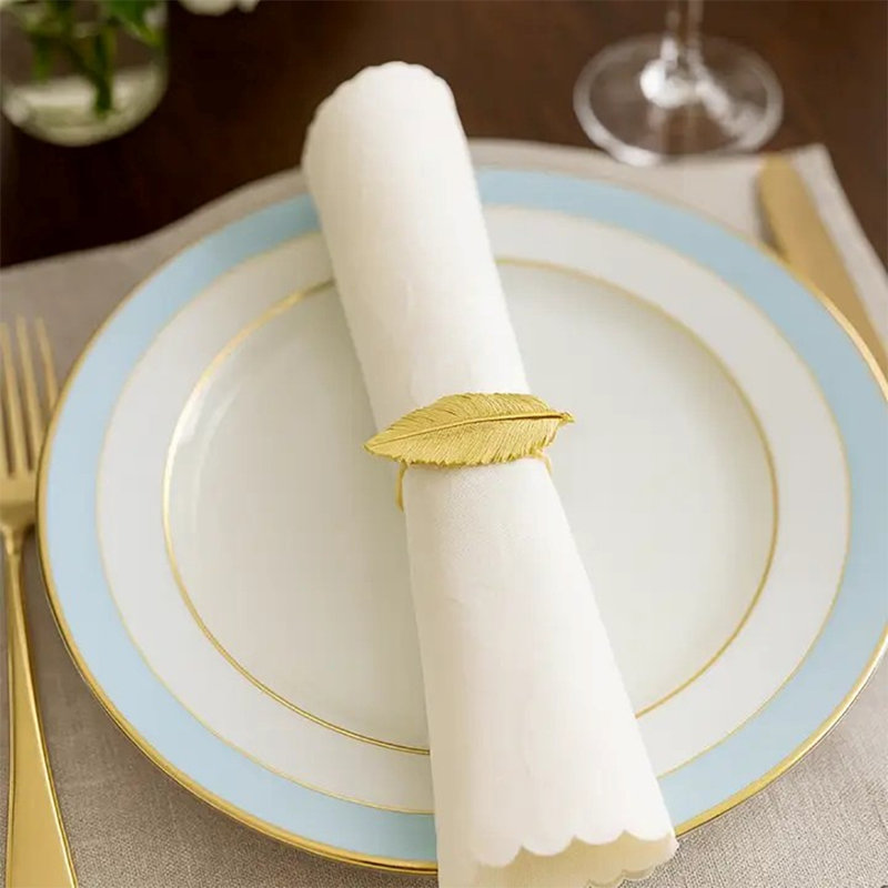 Rond de serviette en métal plaqué or, lot de 4