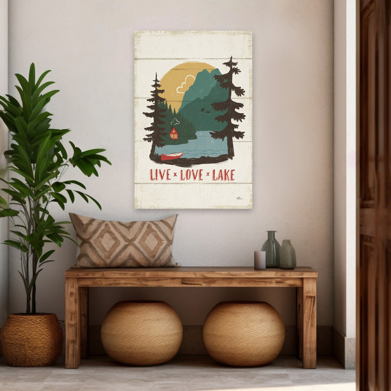 Illustration rétro du lac VII, H 48 po x l 32 po