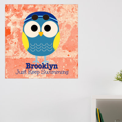Décalcomanie murale personnalisable hibou surfing