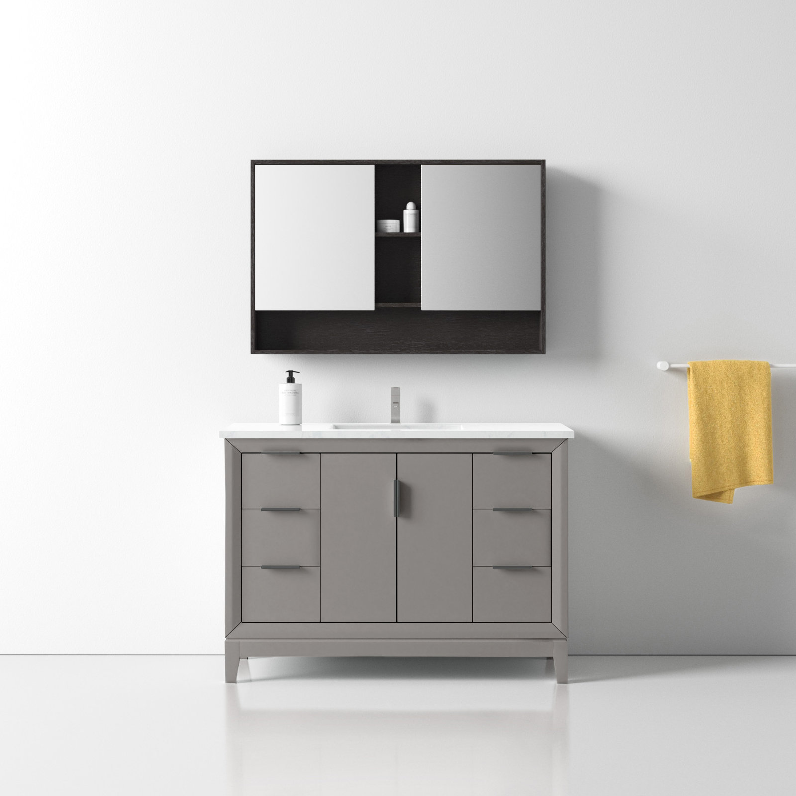 Belmar 48" Single Bathroom Vanity Set, Cashmere Gray, Matte Black