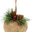 Ornement de Noël 5 po en forme de pomme de pin rustique verte et de baies de houx