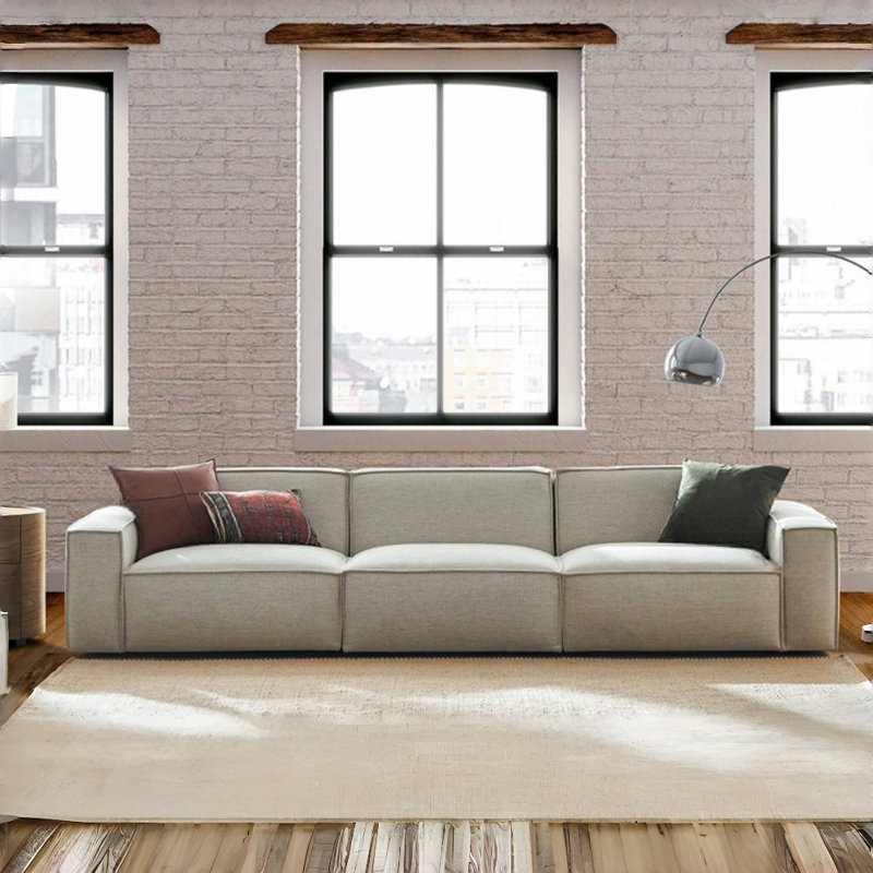 Italian Modern and Simple Off-white Fabric Sofa