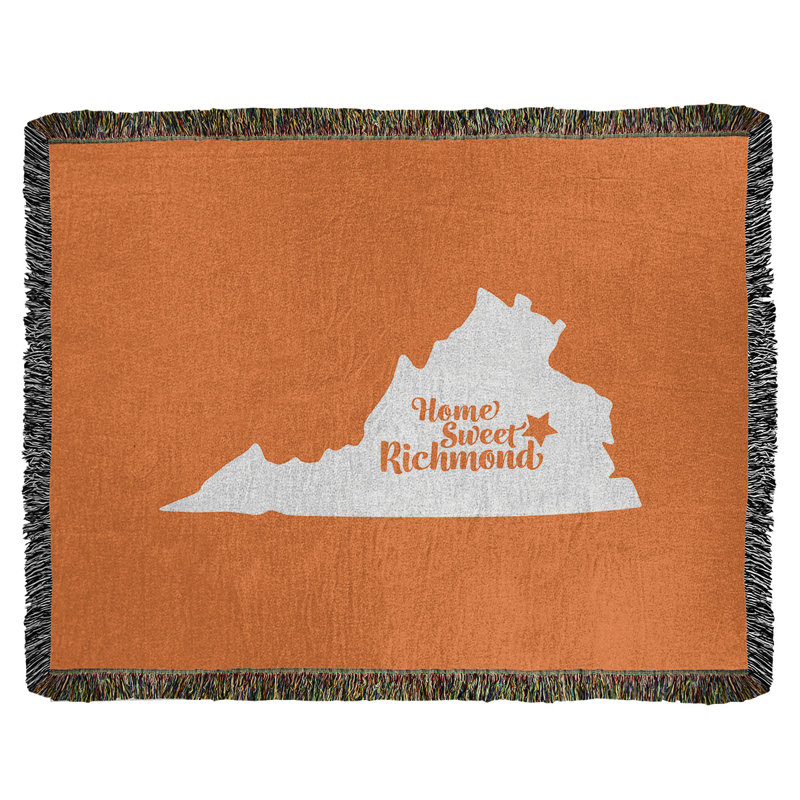 Jeté en coton tissé richmond virginie, l 60 po x L 80 po, Orange