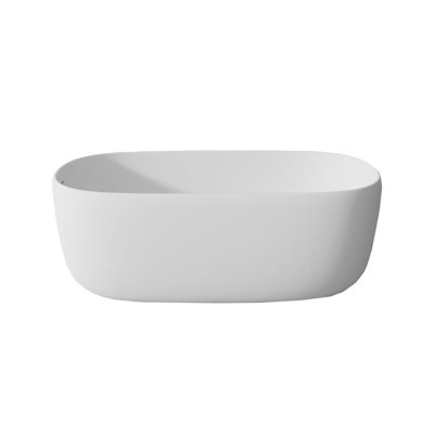 51'' Freestanding Bathtub Resin Stone Soaking Bathtub Solid Surface Modern Tubs With Overflow And Pop-Up Drain In White