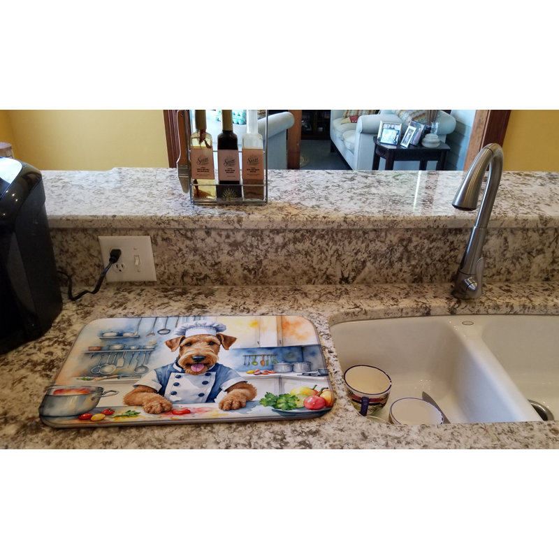Airedale Terrier The Chef Dish Drying Mat