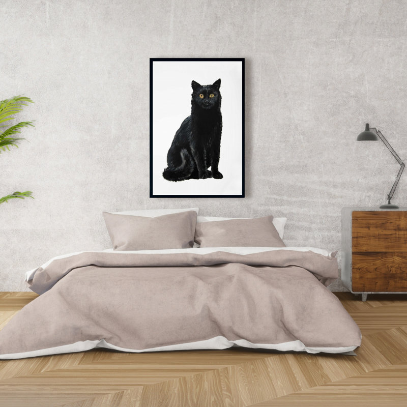 Toile chat noir | Art encadré pour la décoration intérieure | Illustration d'un animal de compagnie