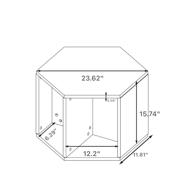 Table hexagonale 47,59 po - Table de chevet d'appoint avec beaucoup de rangement 2 pièces 2 pièces