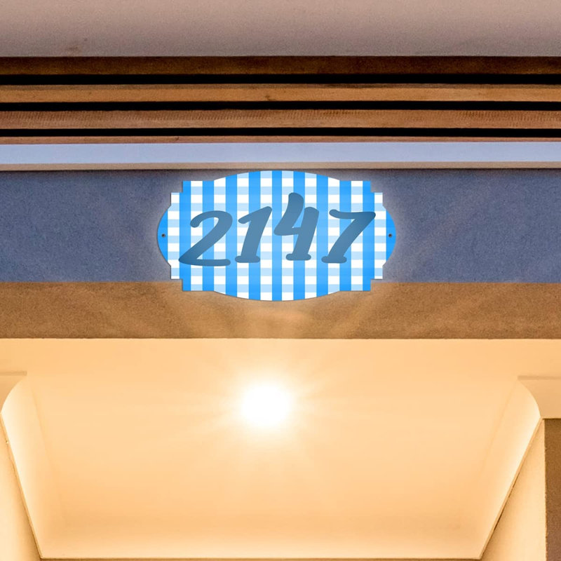 Plaque d'adresse murale sur 1 ligne, Bleu ciel, Oui