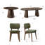 Ensemble de table de salle à manger extensible de 47 à 83 po avec chaises en velours massif-215681601-215681628