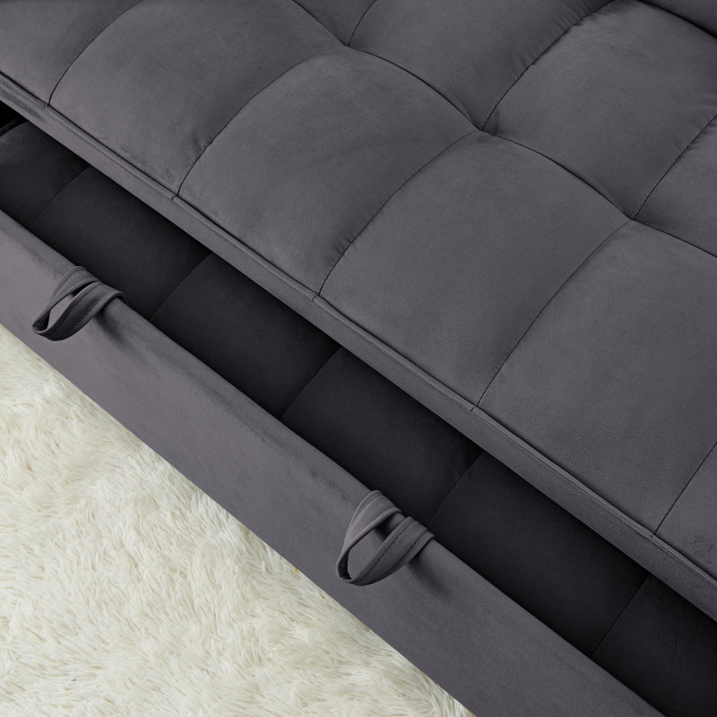 Causeuse convertible Jashlyn, Velours bleu marine, H 31,5 po x l 55 po x P 35 po