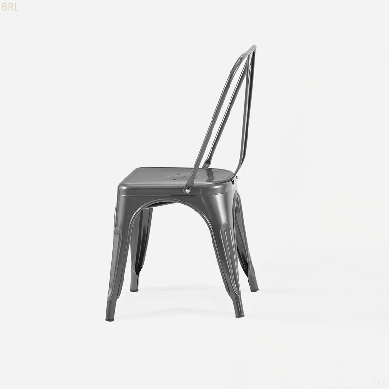 Chaises de salle à manger industrielles en métal ultrabrillant à hauteur d'assise de 18 pouces à l'intérieur et à l'extérieur, surface légère facile à nettoyer, assemblage facile, conception moderne et durable