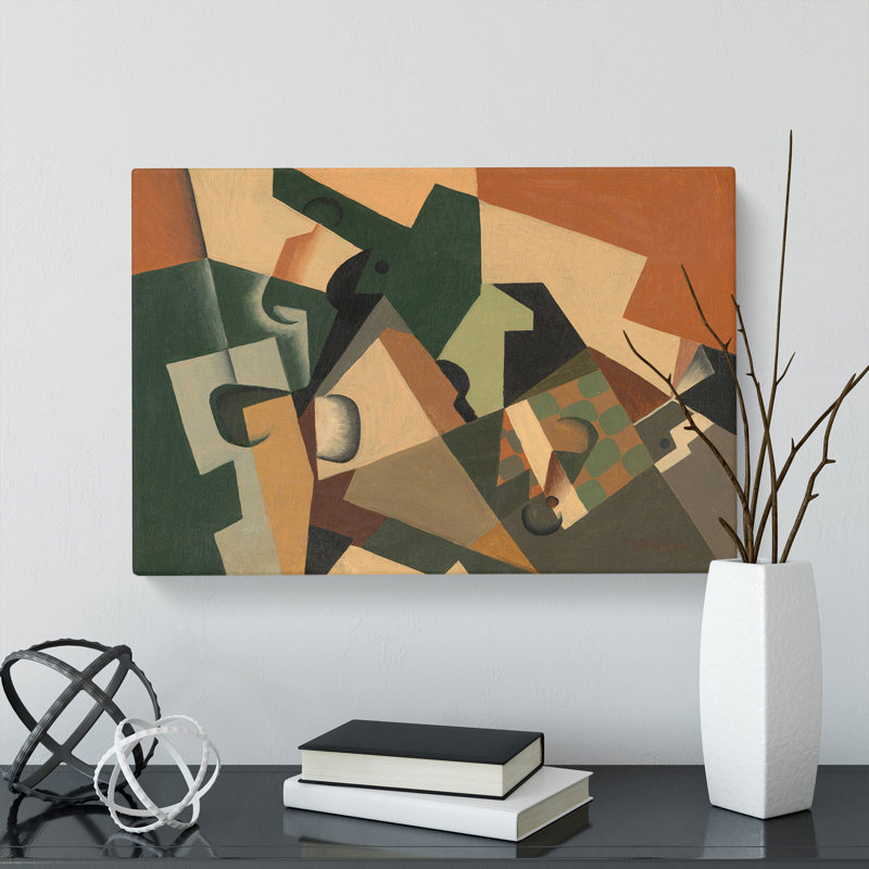 Glass And Checkerboard by Juan Gris - Wrapped Canvas Painting, 50cm H x 76cm W x 3cm D
