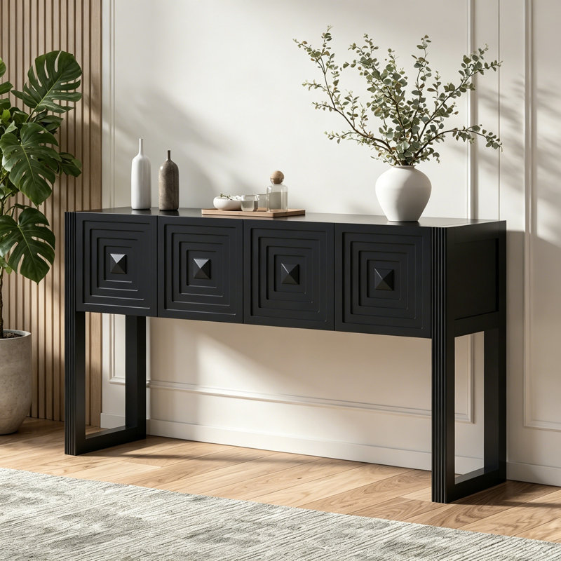 Console avec 3 tiroirs à fermeture en douceur, Black