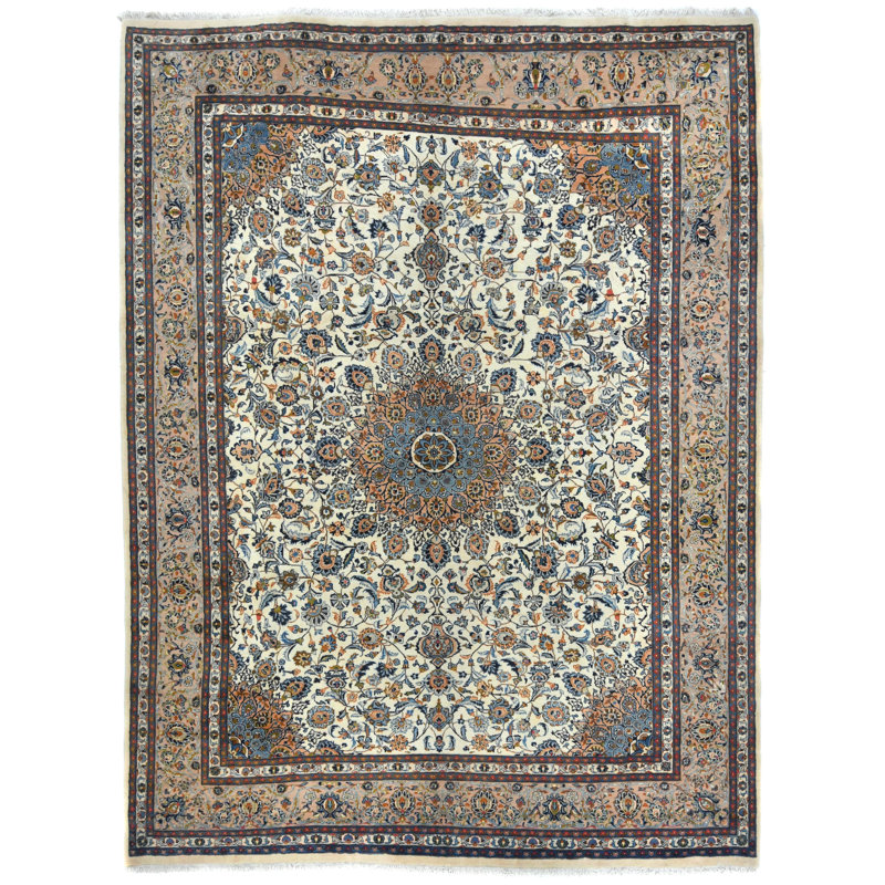 Tapis oriental crème unique 10X13 One-of-a-Kind