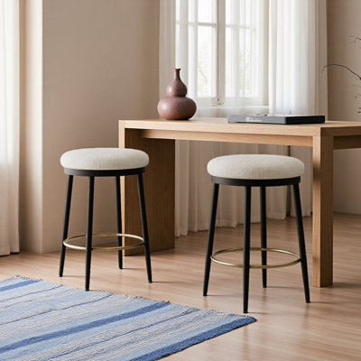 Ensemble de 2 tabourets de comptoir 24,75 po, tabourets de comptoir avec structure en fer, coussin éponge, repose-pieds