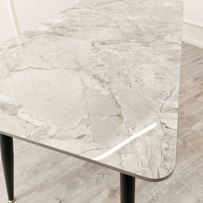 Stone Top Metal Base Dining Table, Grey