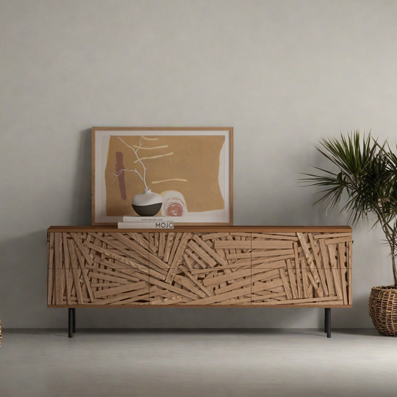 Meuble télé en bois au design rétro et unique, H 25,19 po x L 70,86 po x l 15,74 po