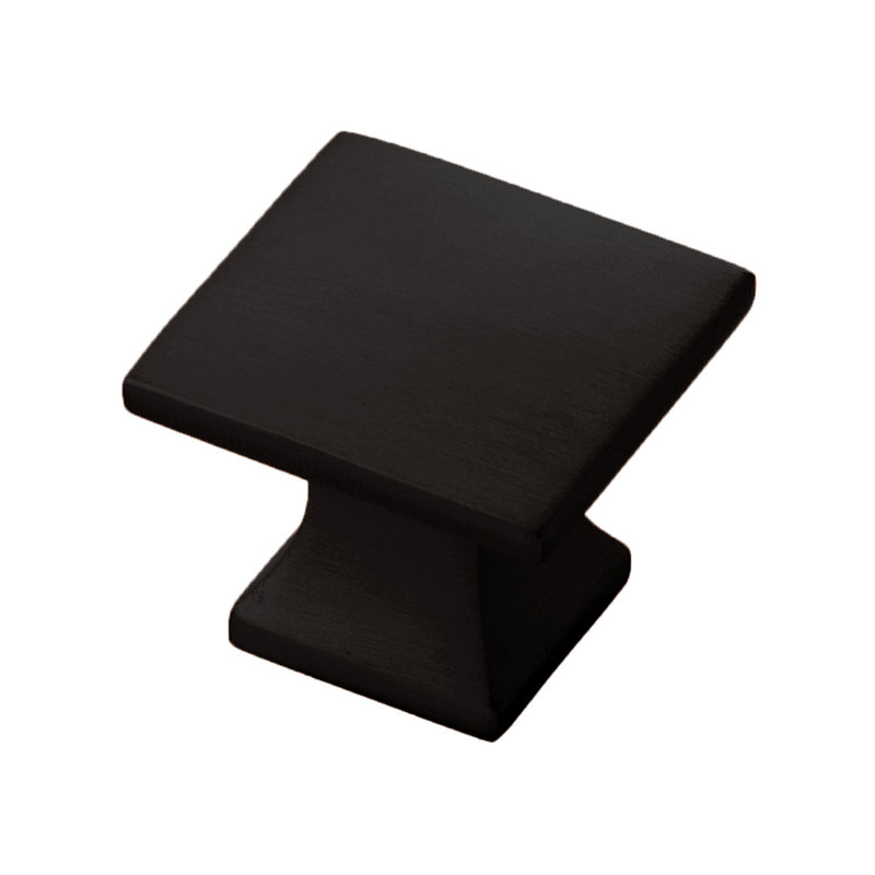Poignée carrée Studio Collection - bouton d'armoire 1-1 / 4 po x 1-1 / 4 po noir mat - Quincaillerie transitionnelle pour tiroirs et armoires