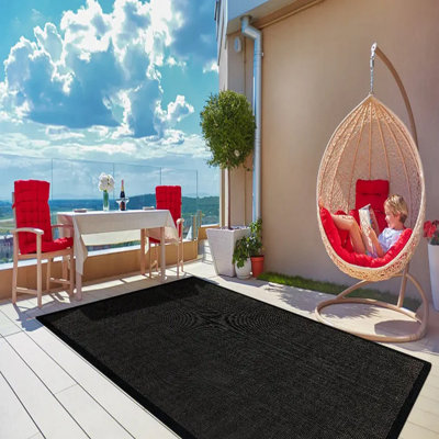 Black/Black Natural Decorative Plain Bordered Modern Anti Slip Easy To Clean Rug For Living Room And Bedroom