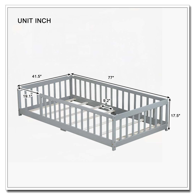 Lit en bois, Gris