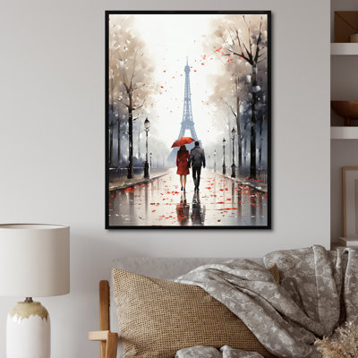 «Love In Paris Vintage Watercolor I», reproduction d'art sur toile