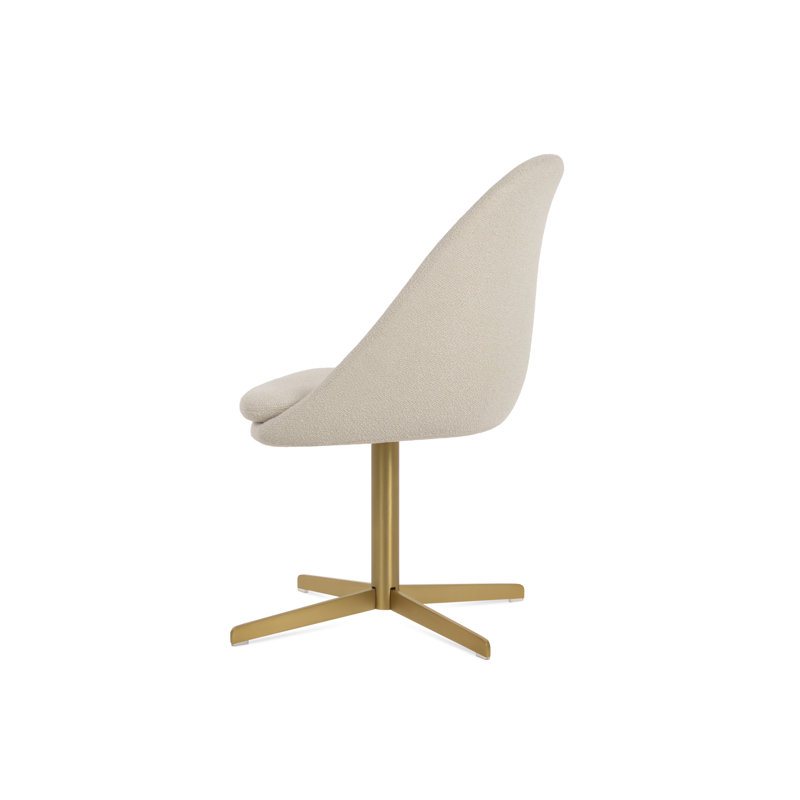 Chaise d'appoint pivotante 4 étoiles Avanos, Blanc cassé, Laiton
