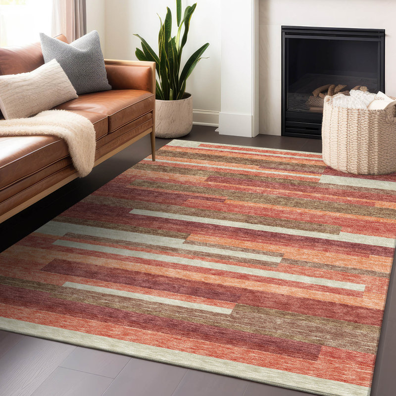 Premium Machine Washable Prisco Coral Rug, Rectangle 5' x 7'6"