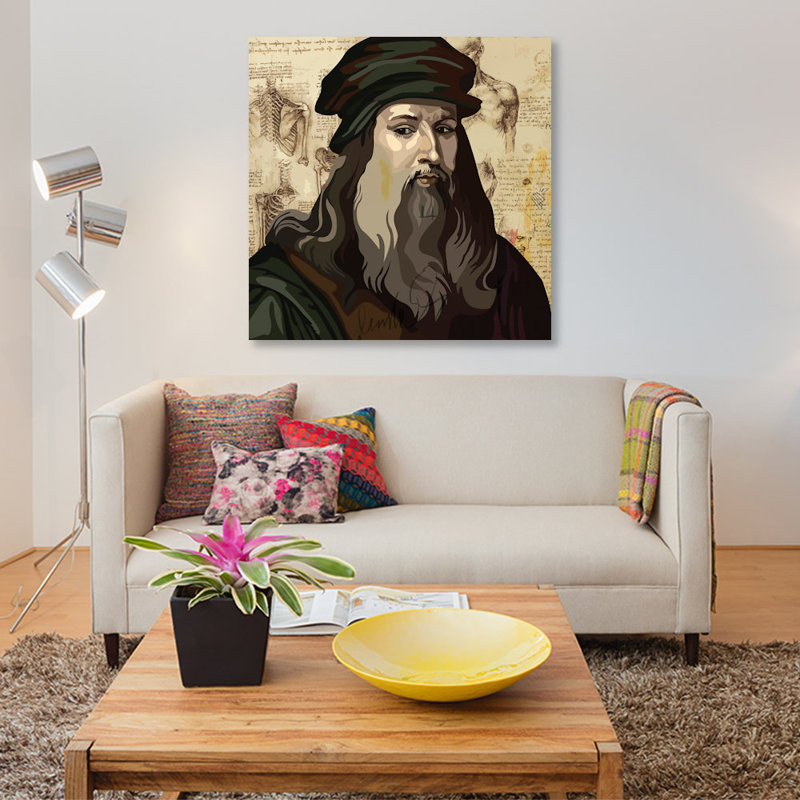 «Leonardo da Vinci», impression sur toile, H 12 po x l 12 po x P 0,75 po, Toile tendue, Pas de tapis