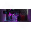 Lit mezzanine double en métal avec DEL, bureau et 4 tablettes de rangement, noir