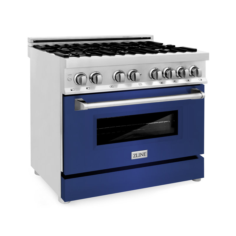 ZLINE 36" Legacy Dual Fuel Range, Blue Matte Stainless Steel