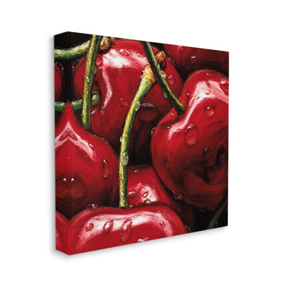 Gros plan sur des cerises rouges juteuses par Alma'ch - peinture sur toile tendue