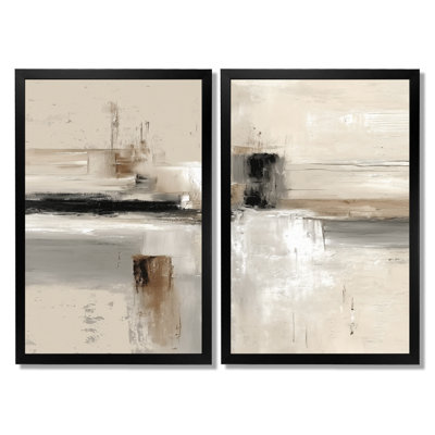 "Brown and Black Brushstroke", reproduction d'art sur toile abstraite brune