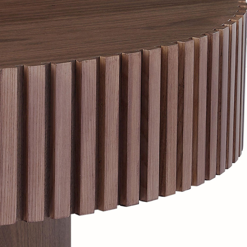 Table basse à piédestal Ansel, 13.98" H x 31.5" L x 31.5" W, Noyer