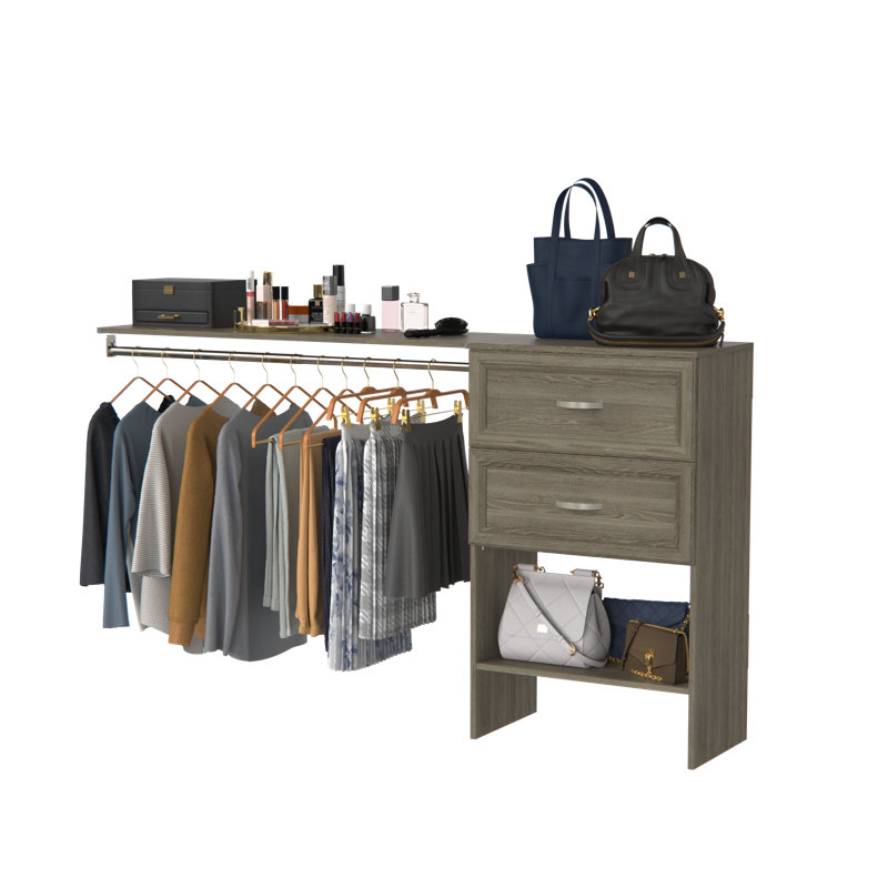 Suitesymphony Base Unit With 2 Traditional Styled Drawers And Top Shelf, Gray