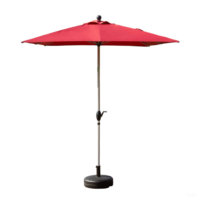 Parasol de patio rectangulaire avec fonction de levage et d'inclinaison à manivelle (base non incluse), Rouge