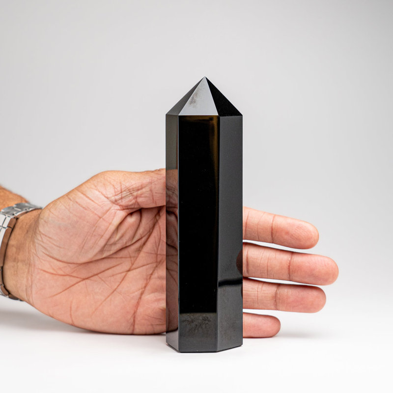 Genuine Polished Black Obsidian Point (1 Lb), 6.25" H x 1.75" W x 1.5" D