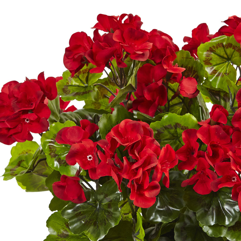 Geranium Silk Plant in Rectangular Planter, UV Resistant (Indoor/Outdoor), Red