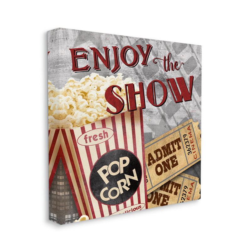 Enjoy The Show Vintage Movie Popcorn Canvas Art