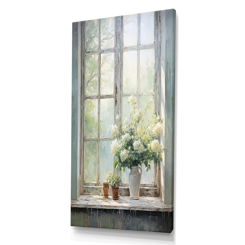 «Countryside Calm Blooms Farm Windows I», art mural pour fenêtres de ferme, H 60 po x l 28 po, Toile tendue, Sans cadre