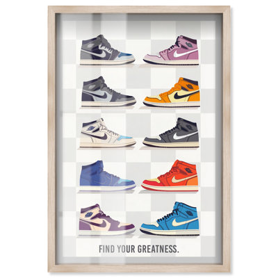 Find Your Greatness Sneakers Shadowbox Print Sneaker Wall Decor by Art Remedy