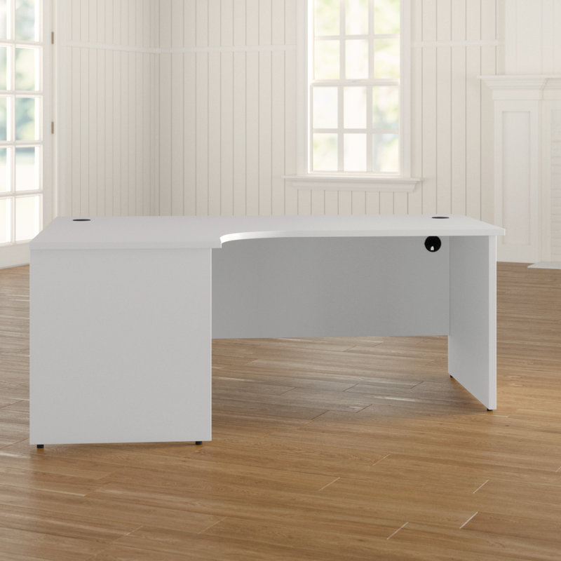 Buariki L-Shaped Desk Shell, White, Left