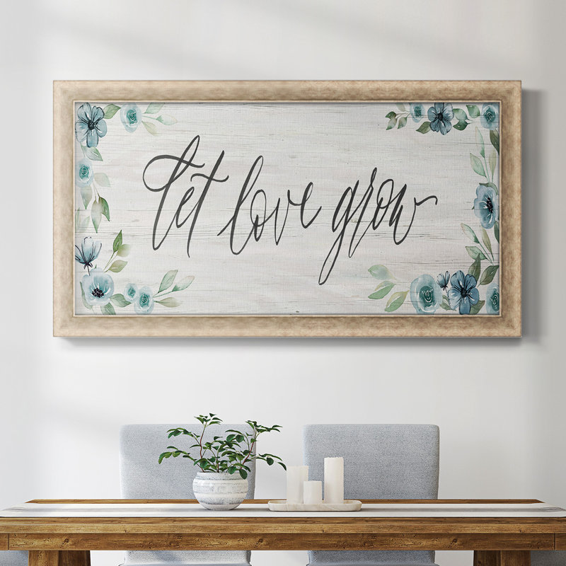 " Let Love Grown ", 25" H x 45" W x 1.25" D, Gray Framed Canvas