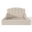 Lit de sol Queen Size en tissu Teddy avec tête de lit festonnée, cadre rembourré, design discret et sommier à lattes.-473742011-473742023