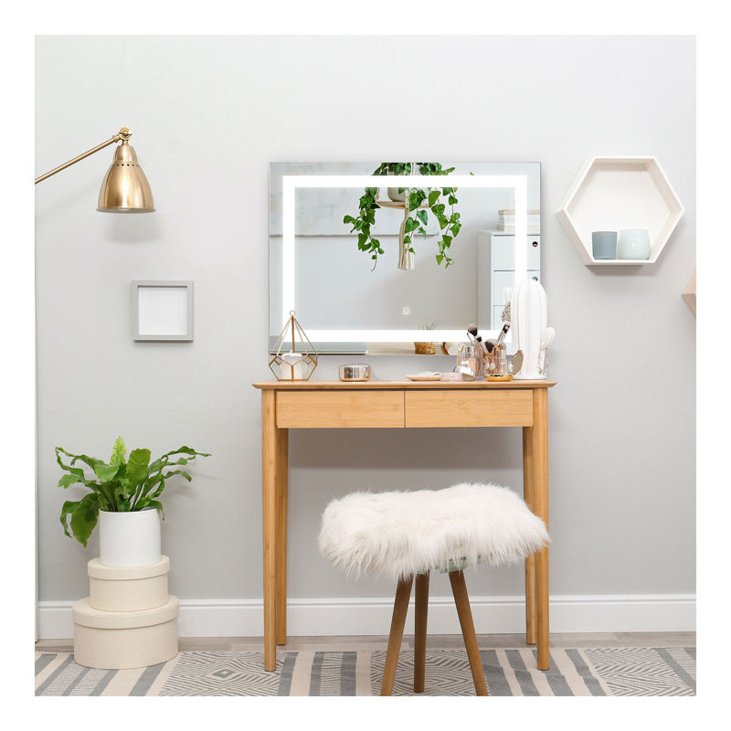 Miroir de salle de bain 32 "x 24" lumineux à DEL, miroir de meuble-lavabo mural avec mémoire à intensité variable, imperméable, horizontalement ou verticalement