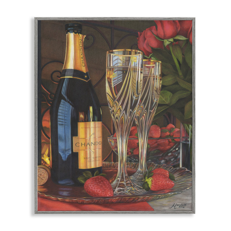 Paire de champagne romantique par Mardell Schuster, Estampe numérique Farmhouse, H 14 po x l 11 po
