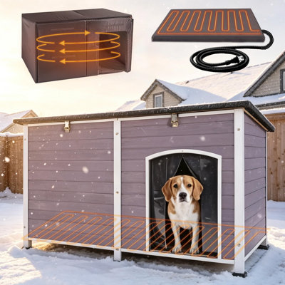 Très grande maisonnette d'extérieur chauffée pour chiens de 59 po Gwynette