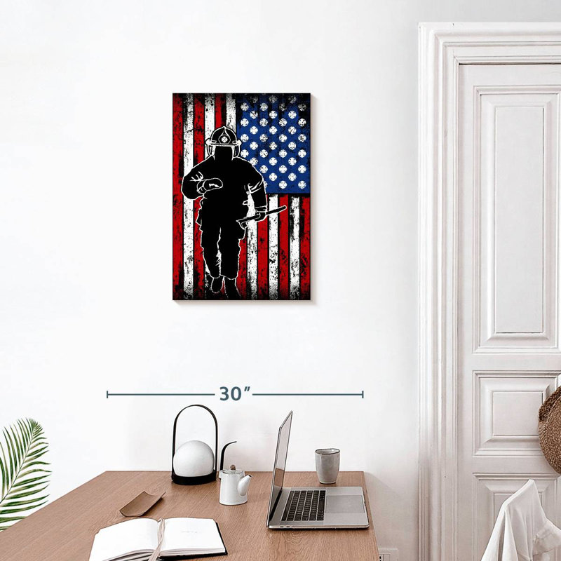 Lelar Grunge American Firefighter, 24" H x 16" W