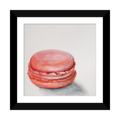 Raspberry Macaron Painting Print on Wrapped Canvas
